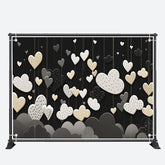 Aperturee - Black Spot Cloud And Heart Valentines Day Backdrop